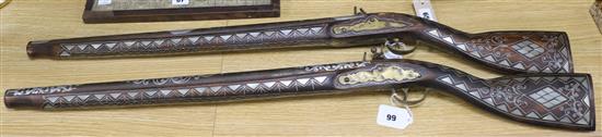 Two Middle Eastern muskets length 95cm